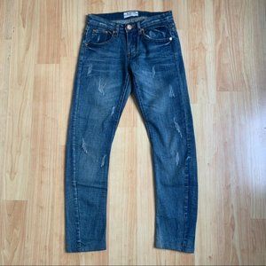 One by One Teaspoon 26 Hoodlums Mid Waist Short Rise Curved Hem Fitted Bowed Leg